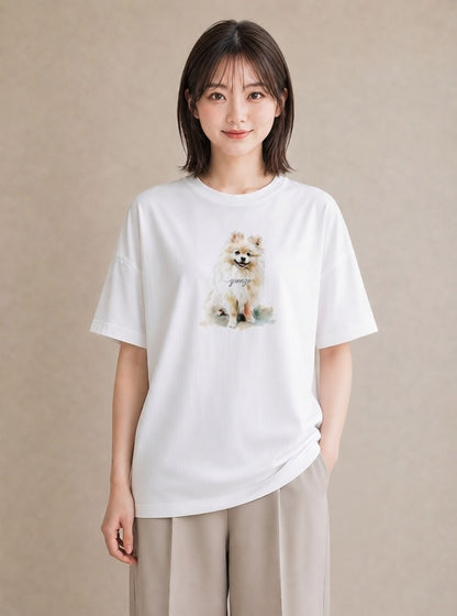 プリントTシャツ レディース いぬ 犬 ワンコ イラスト きれいめカジュアル 友達ギフト 部屋着 白T YMAZO