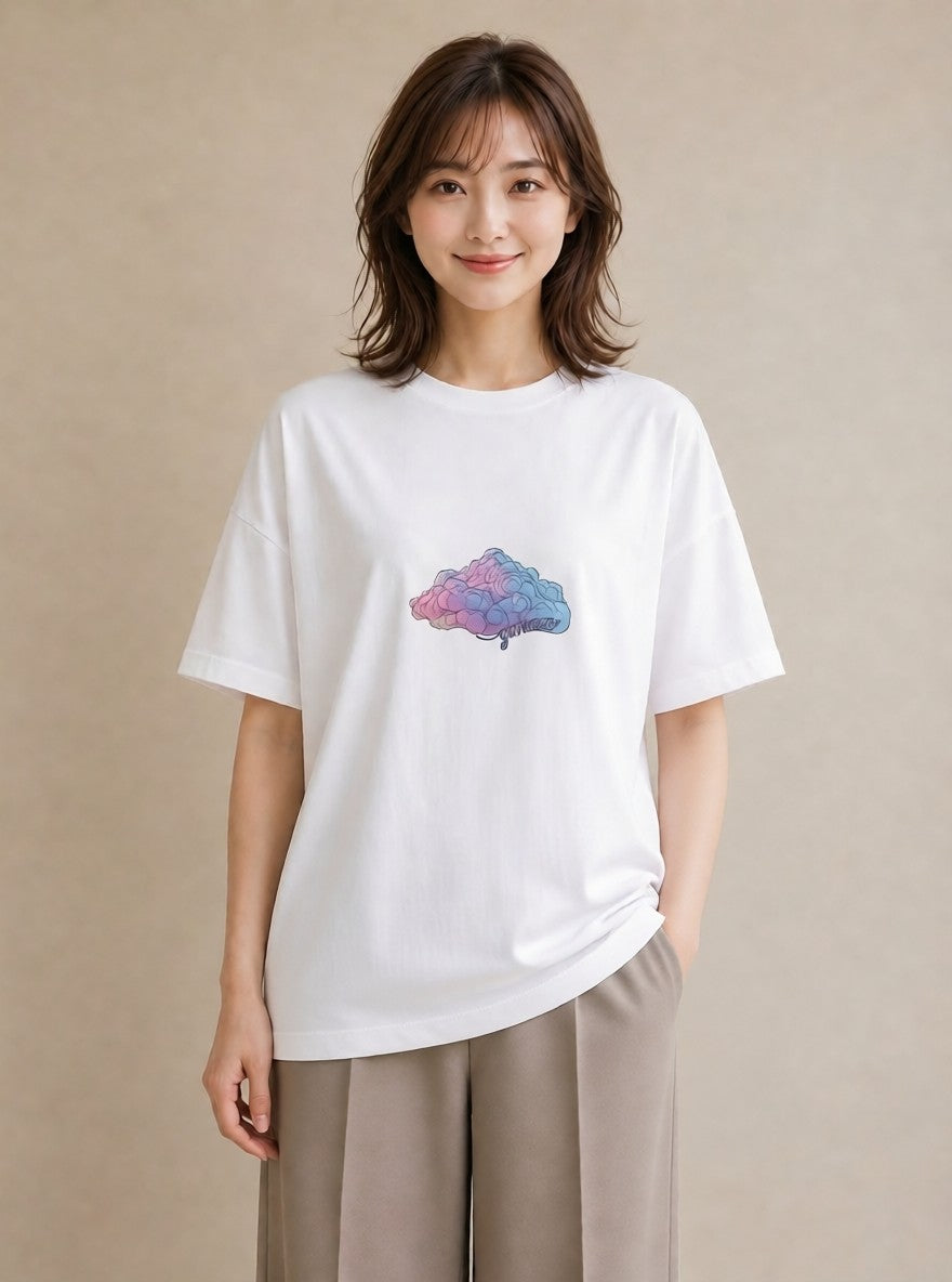 グラフィックTシャツ レディース 空 星空 宇宙 イラスト こなれ感 旅行用 海 白T YMAZO