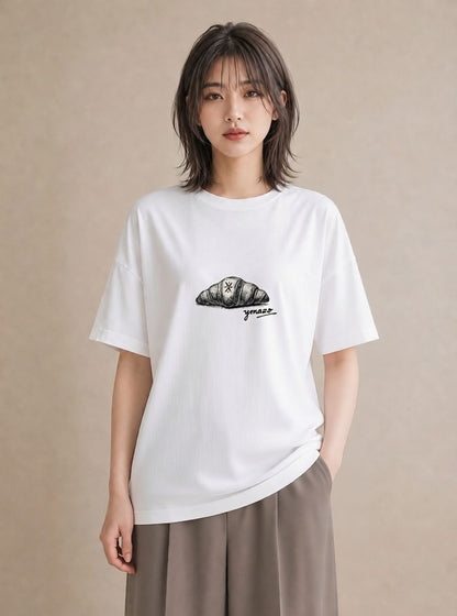 デザインTシャツ レディース パン ベーカリー イラスト モード おしゃれギフト 社会人 白T YMAZO