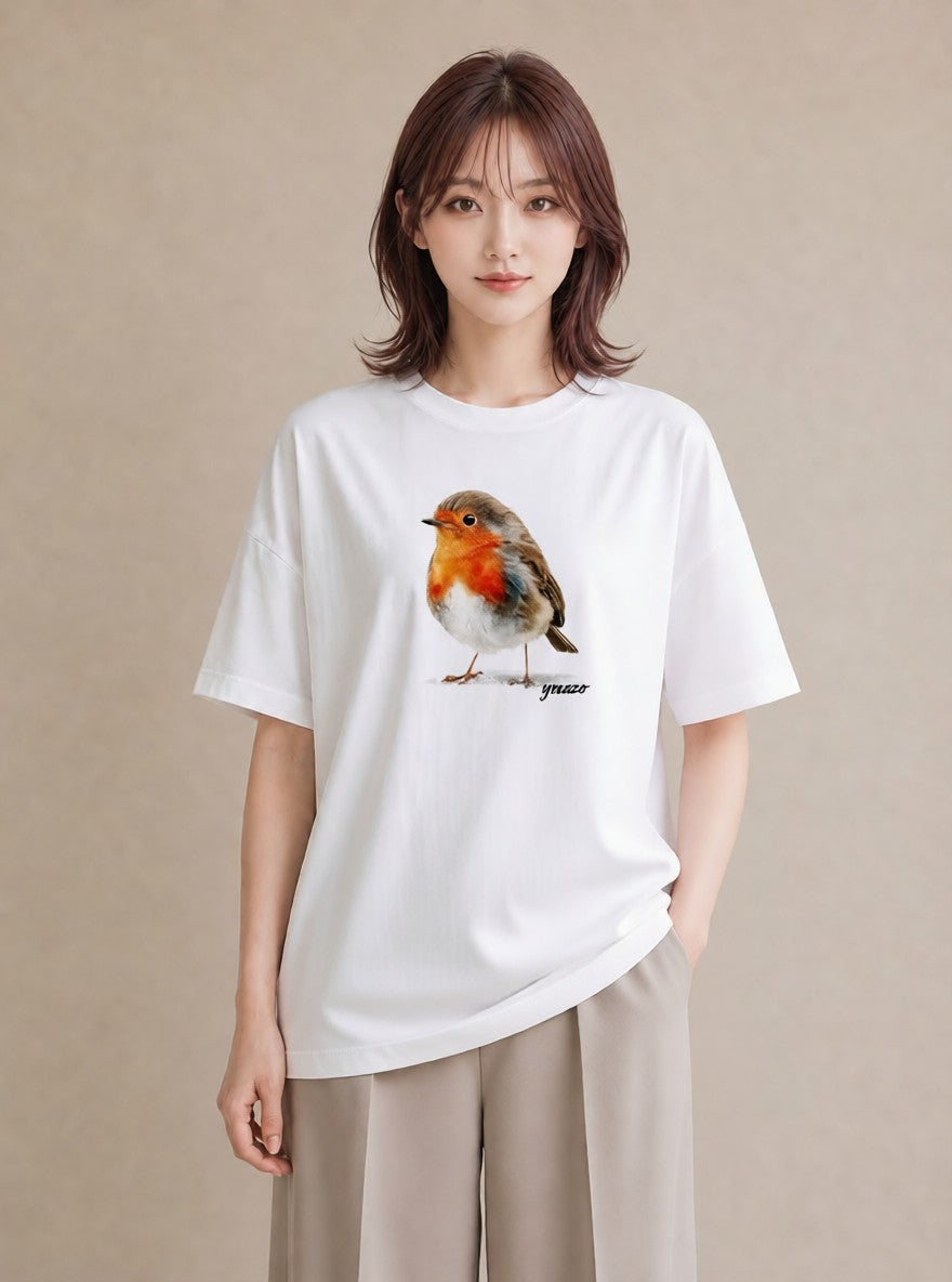 デザインTシャツ レディース ことり ペット 動物 イラスト 韓国風 敬老の日 ホワイトデー 白T YMAZO