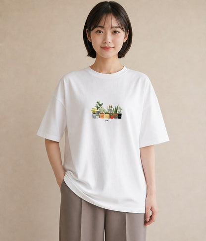 グラフィックTシャツ レディース 窓辺の雨 雨の日 窓 ナチュラル アンティーク イラスト フェミニン 20代 カジュアルコーデ 白T YMAZO