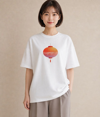半袖Tシャツ レディース 風鈴 ガラス 夏 ナチュラル アンティーク イラスト 水彩風 カフェ服 クリスマス 白T YMAZO