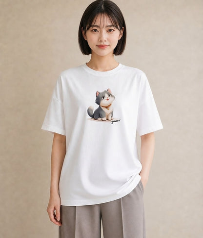 Tシャツ レディース マンチカン 猫 ねこ イラスト ユニーク 姉妹 送別ギフト 白T YMAZO