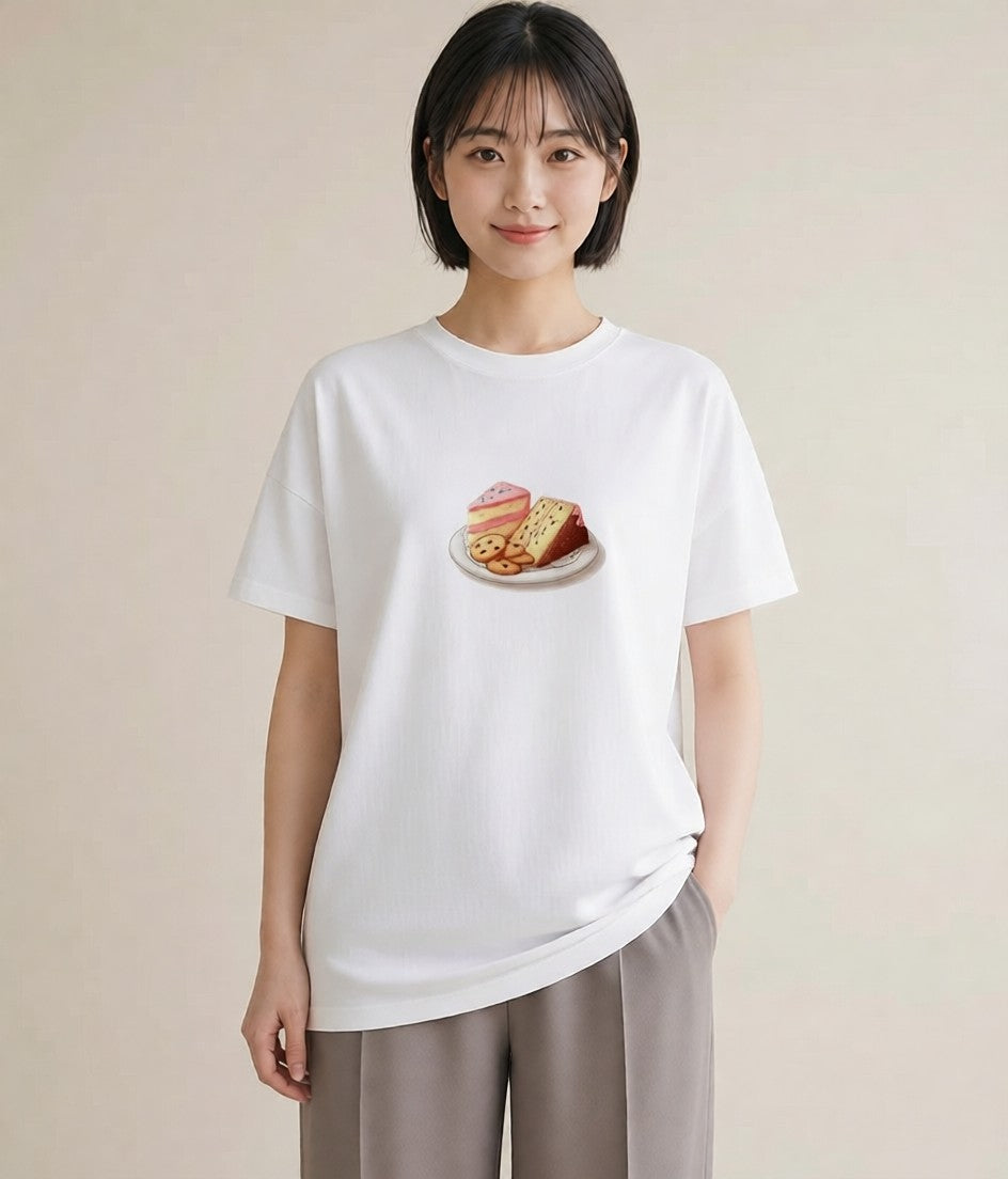 プリントTシャツ レディース クッキー 食べ物 フード イラスト ナチュラル 友達ギフト 部屋着 白T YMAZO
