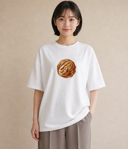 Tシャツ レディース どんぐり 植物 ボタニカル イラスト ラフ 春服 ミセス 白T YMAZO