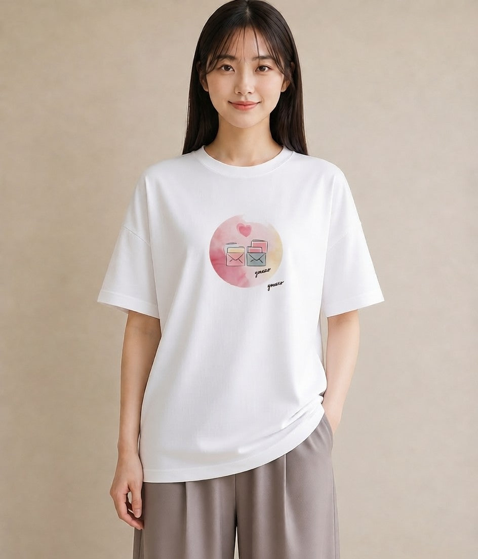 Tシャツ レディース 封蝋 手紙 アンティーク ナチュラル イラスト きれいめ 帰省 ラフ 白T YMAZO