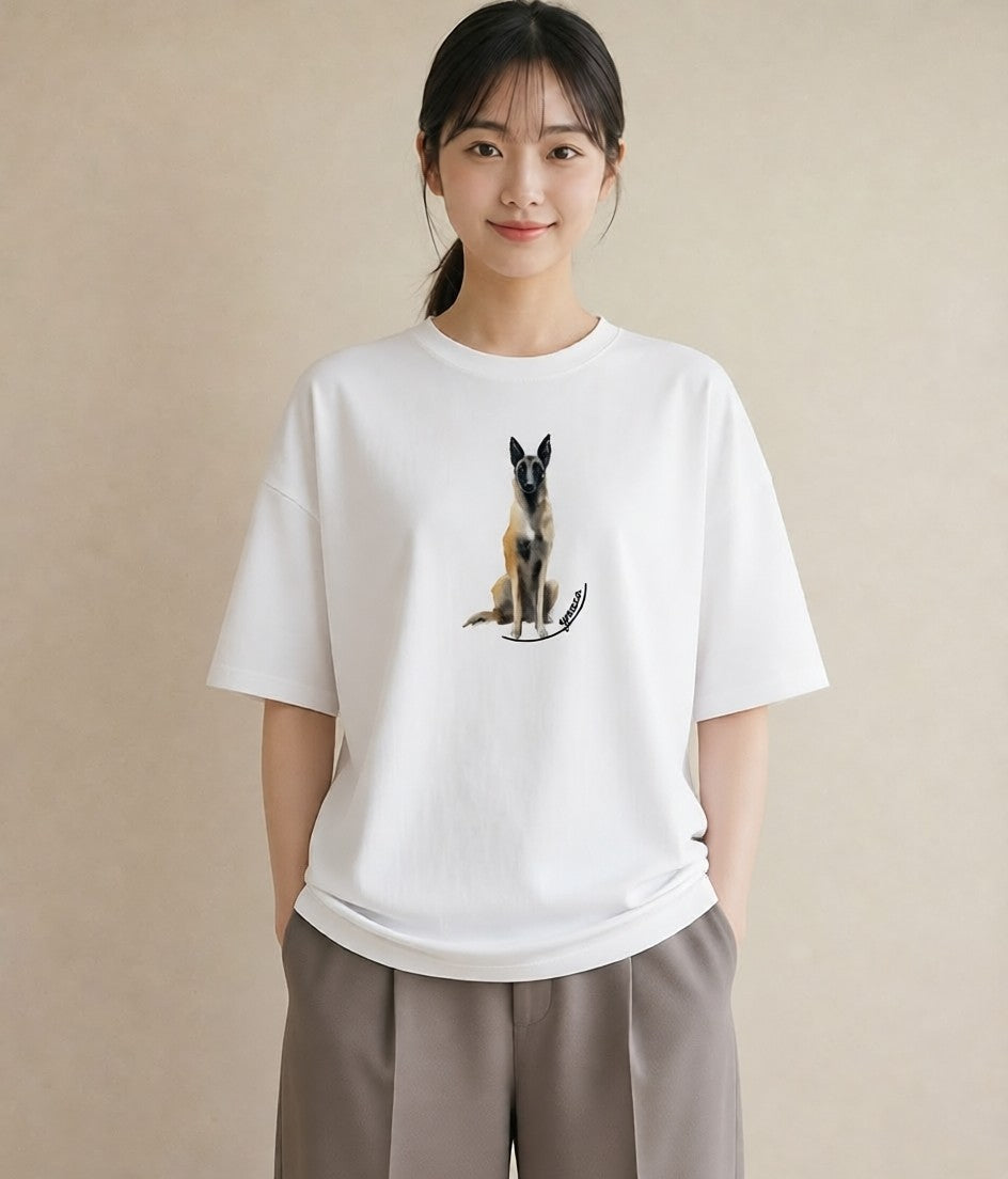 グラフィックTシャツ レディース ジャーマンシェパード 犬 いぬ イラスト カジュアル 旅行 母娘コーデ 白T YMAZO