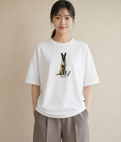グラフィックTシャツ レディース ジャーマンシェパード 犬 いぬ イラスト カジュアル 旅行 母娘コーデ 白T YMAZO