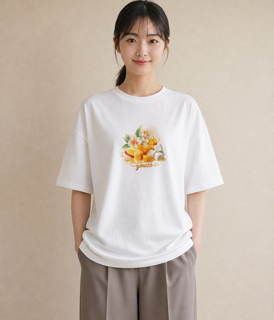 Tシャツ レディース パフェ 食べ物 フード イラスト 普段使い 旅行用 海 白T YMAZO