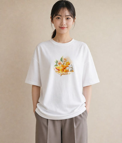 Tシャツ レディース パフェ 食べ物 フード イラスト 普段使い 旅行用 海 白T YMAZO