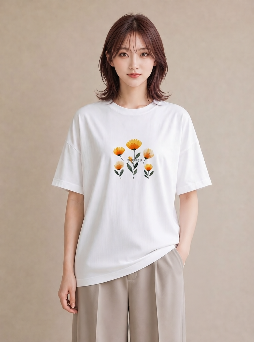 プリントTシャツ レディース たんぽぽ 花 花柄 イラスト 可愛い お揃い 親子 白T