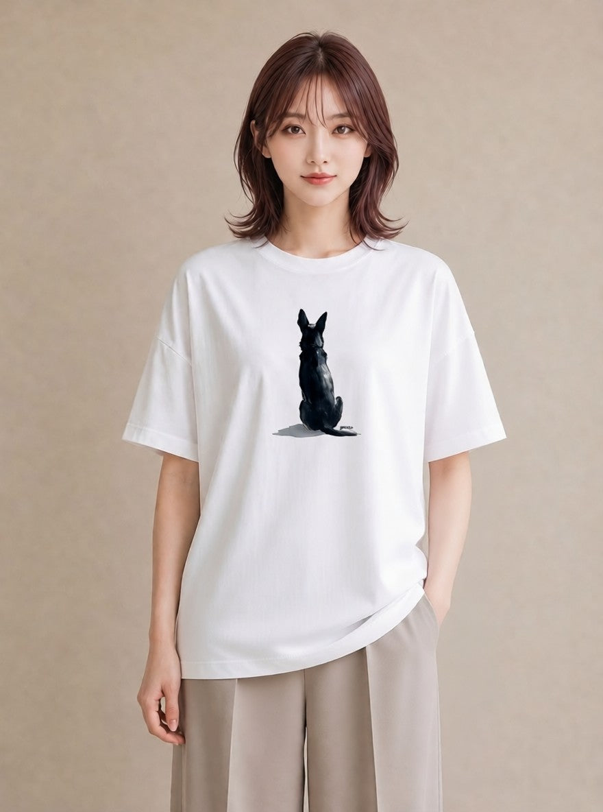 グラフィックTシャツ レディース 犬好き 犬 いぬ イラスト レトロ 自分用 ルームウェア 白T YMAZO