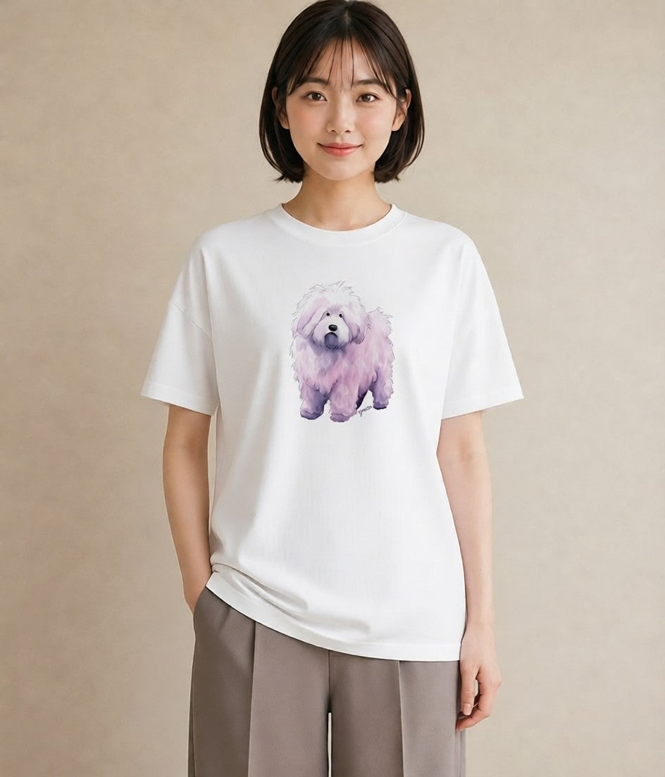 グラフィックTシャツ レディース ビションフリーゼ 犬 いぬ イラスト 北欧風 女子会 お揃い 白T YMAZO