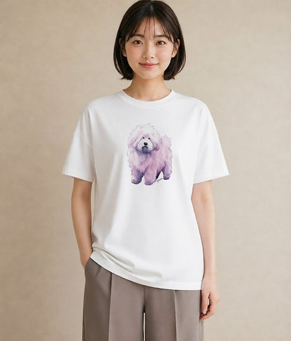 グラフィックTシャツ レディース ビションフリーゼ 犬 いぬ イラスト 北欧風 女子会 お揃い 白T YMAZO