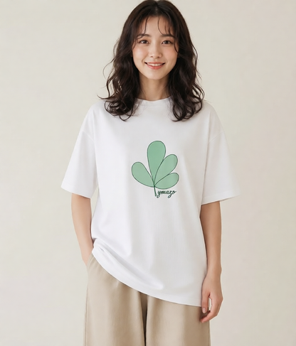 プリントTシャツ レディース クローバー 四つ葉 花 花柄 イラスト 個性的 女子会 お揃い 白T