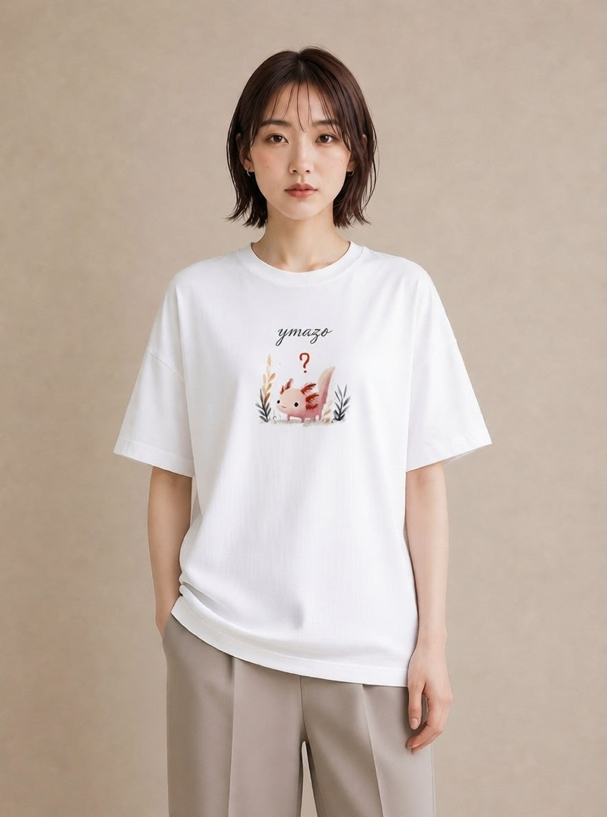 グラフィックTシャツ レディース ウーパールーパー ペット 動物 イラスト ヴィンテージ風 お出かけ 普段着 白T YMAZO