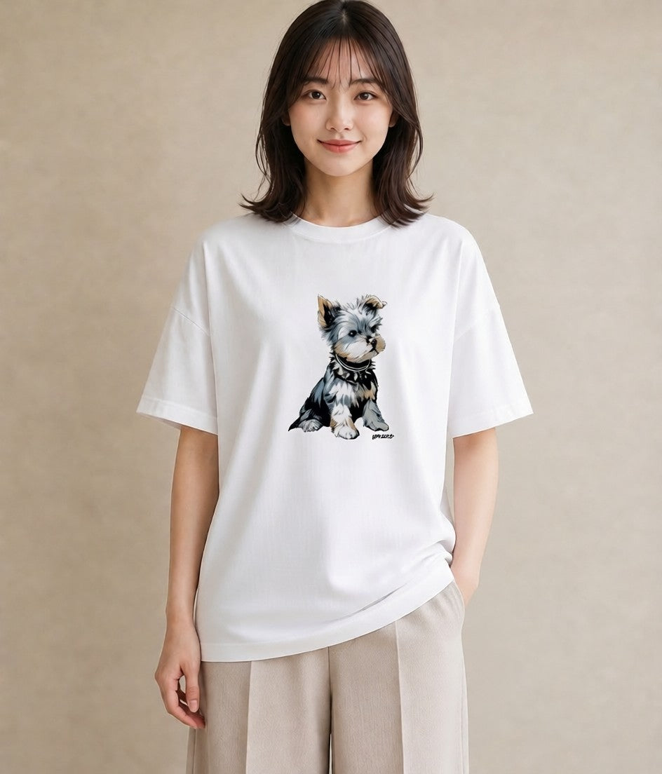Tシャツ レディース ヨークシャーテリア 犬 いぬ イラスト ナチュラル 姉妹 送別ギフト 白T YMAZO