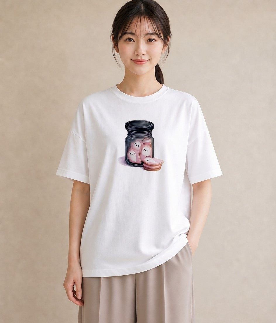 グラフィックTシャツ レディース ドーナツ 食べ物 フード イラスト 普段使い 週末コーデ 敬老の日 白T YMAZO