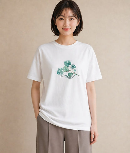 グラフィックTシャツ レディース ボタニカル 植物 イラスト ヴィンテージ風 部屋着 女性向けギフト 白T YMAZO