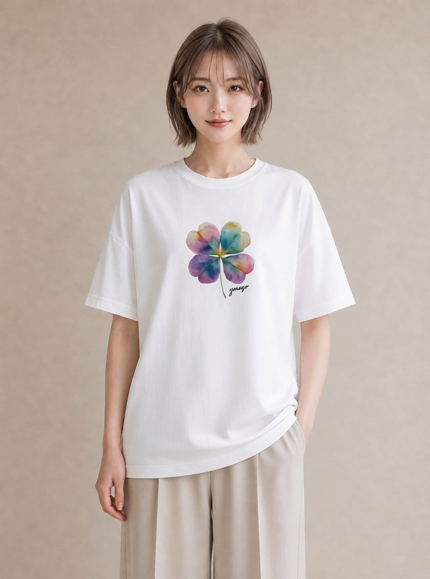 Tシャツ レディース パンジー 花 花柄 イラスト こなれ感 敬老の日 ホワイトデー 白T YMAZO