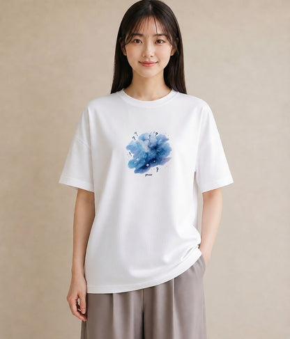 Tシャツ レディース 魚座 星空 宇宙 イラスト 抜け感 社会人 女性 白T YMAZO