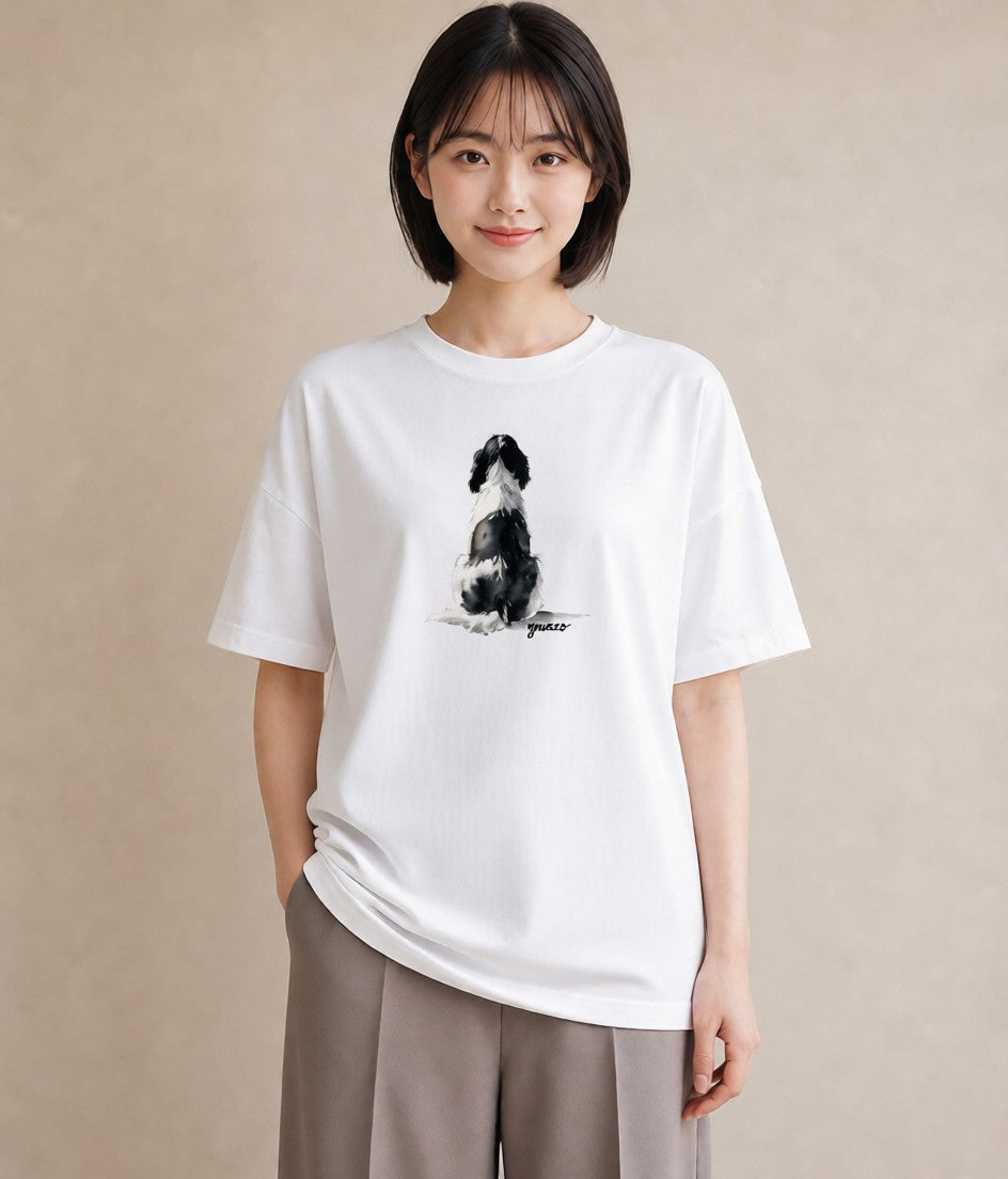 デザインTシャツ レディース 子犬 犬 いぬ イラスト 手描き風 敬老の日 ホワイトデー 白T YMAZO
