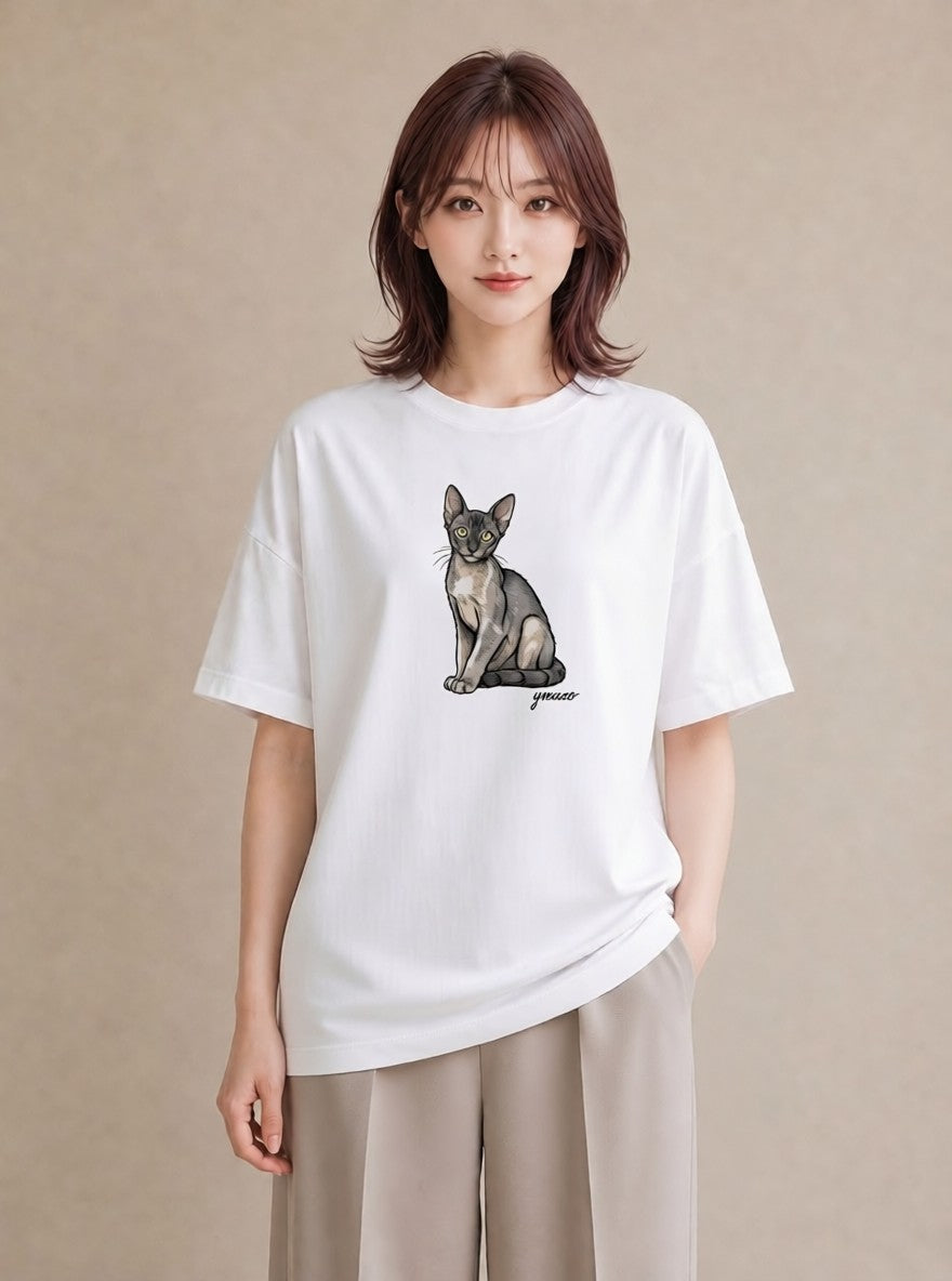 Tシャツ レディース 靴下猫 猫 ねこ イラスト 普段使い 旅行 母娘コーデ 白T YMAZO