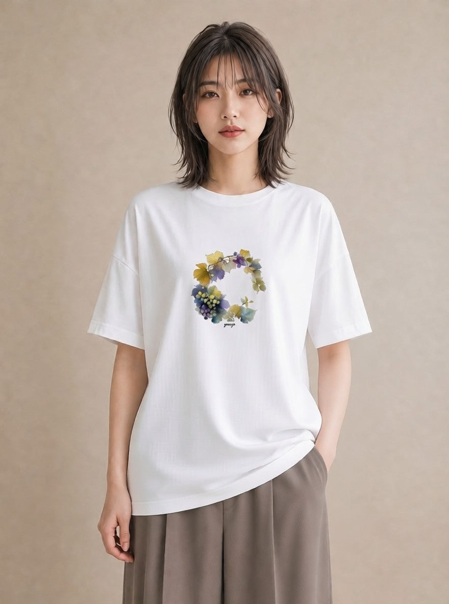 グラフィックTシャツ レディース 実り 植物 ボタニカル イラスト モード ギフト 母の日 白T YMAZO