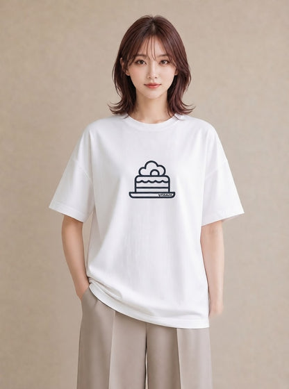 Tシャツ レディース スイーツ お菓子 デザート イラスト 北欧風 海 カフェ巡り 白T YMAZO
