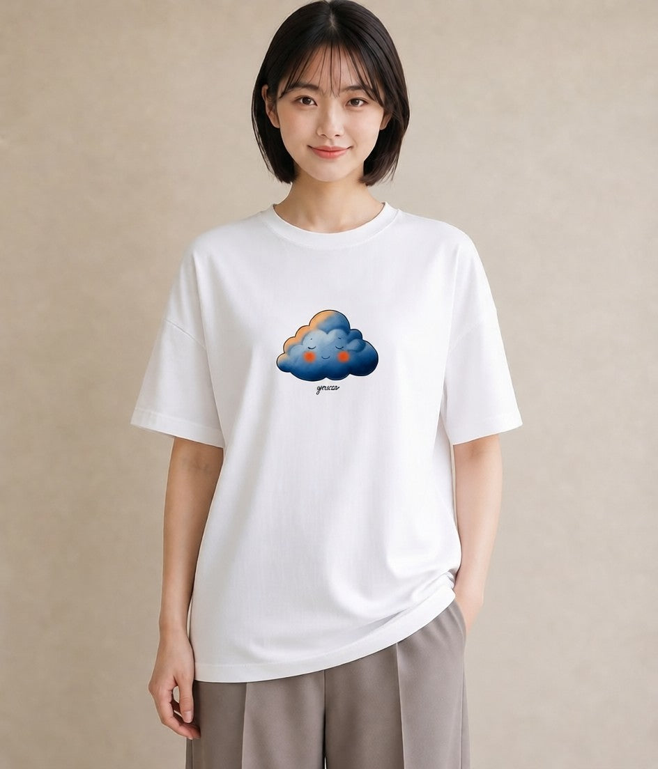 デザインTシャツ レディース 虹 星空 宇宙 イラスト 抜け感 ミセス 春コーデ 白T YMAZO