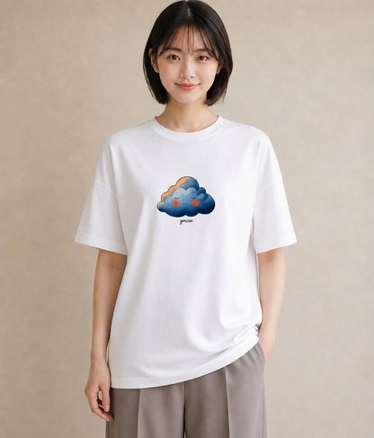 デザインTシャツ レディース 虹 星空 宇宙 イラスト 抜け感 ミセス 春コーデ 白T YMAZO