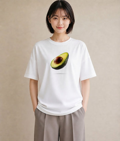 プリントTシャツ レディース アボカド 食べ物 フード イラスト シンプル 在宅 公園 白T YMAZO