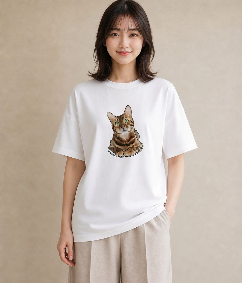 Tシャツ レディース 肉球 猫 ねこ イラスト ガーリー 社会人 女性 白T YMAZO