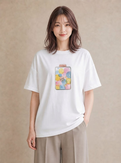 デザインTシャツ レディース クリームソーダ 食べ物 フード イラスト ボタニカル 普段着 週末コーデ 白T YMAZO