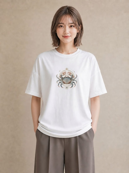 Tシャツ レディース 獅子座 星空 宇宙 イラスト ラフカジュアル ホワイトデー 春服 白T YMAZO