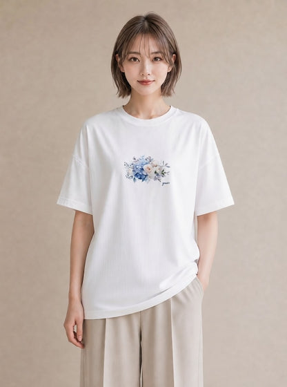 半袖Tシャツ レディース ポスト 野の花 レトロ ナチュラル アンティーク イラスト ゆるかわ 姉妹 送別ギフト 白T YMAZO