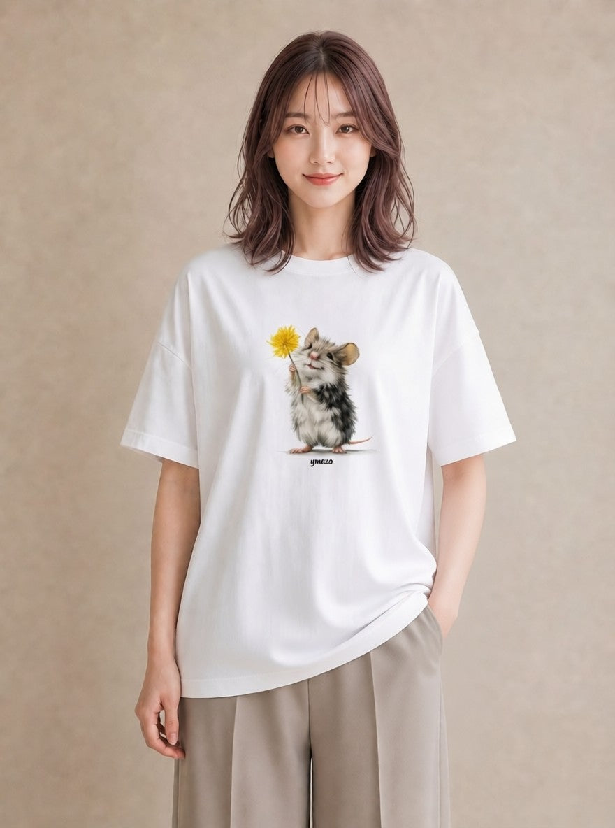 プリントTシャツ レディース ゴールデンハムスター ペット 動物 イラスト きれいめ 敬老の日 ホワイトデー 白T YMAZO