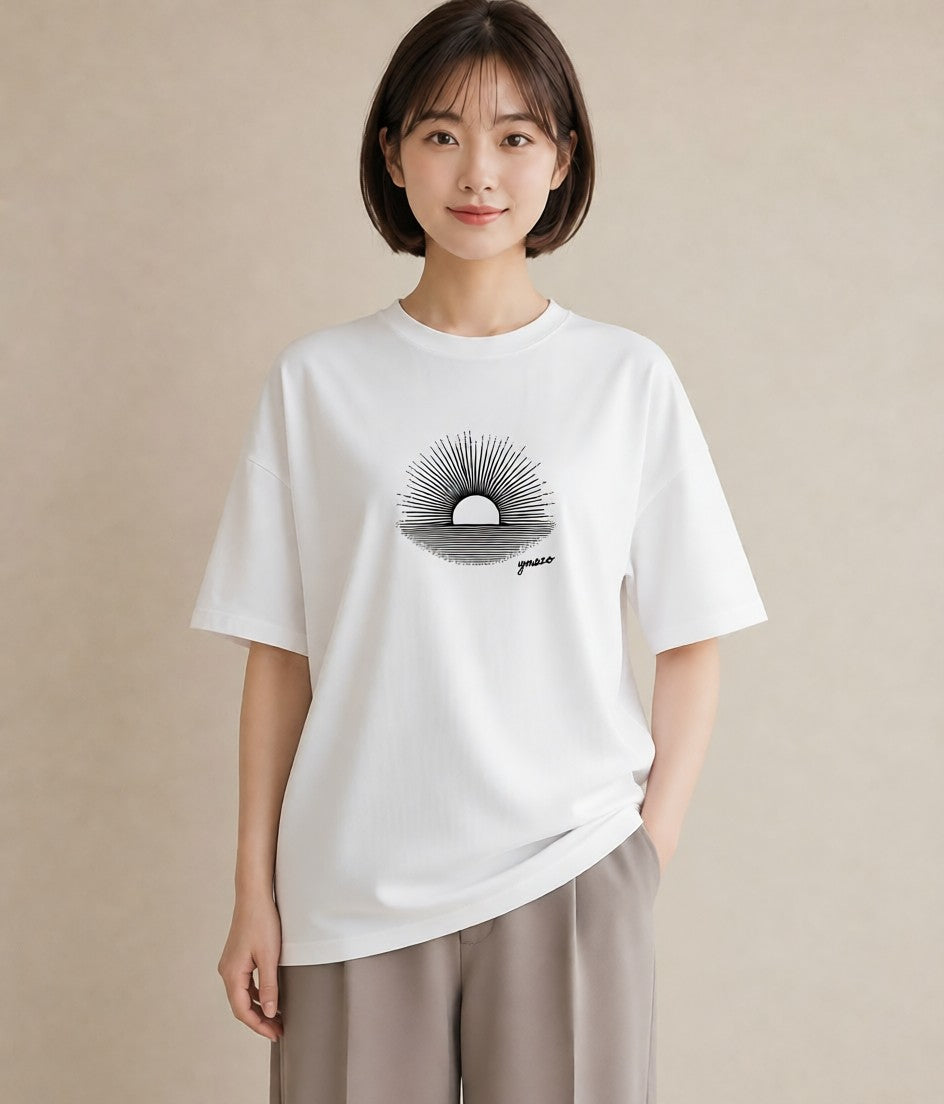 デザインTシャツ レディース 海 リゾート 夏 イラスト シック 母娘コーデ 自分用 白T YMAZO