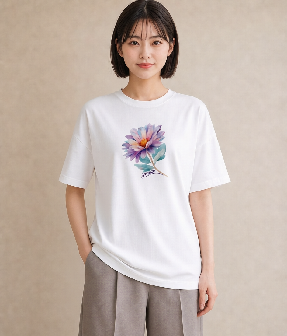 プリントTシャツ レディース ひまわり 向日葵 花 花柄 イラスト デイリーウェア 休日 白T YMAZO
