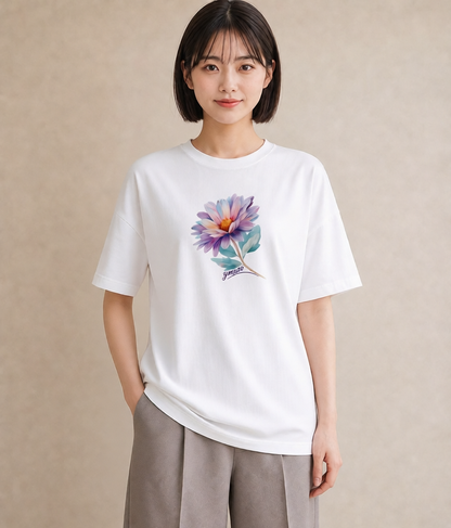 プリントTシャツ レディース ひまわり 向日葵 花 花柄 イラスト デイリーウェア 休日 白T YMAZO