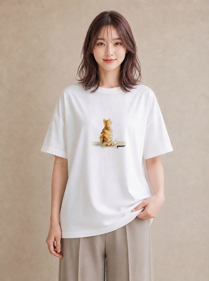デザインTシャツ レディース 肉球 猫 ねこ イラスト ミニマル ミセス 春コーデ 白T YMAZO