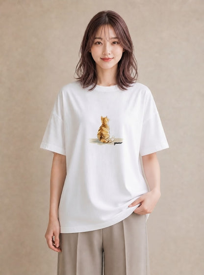デザインTシャツ レディース 肉球 猫 ねこ イラスト ミニマル ミセス 春コーデ 白T YMAZO