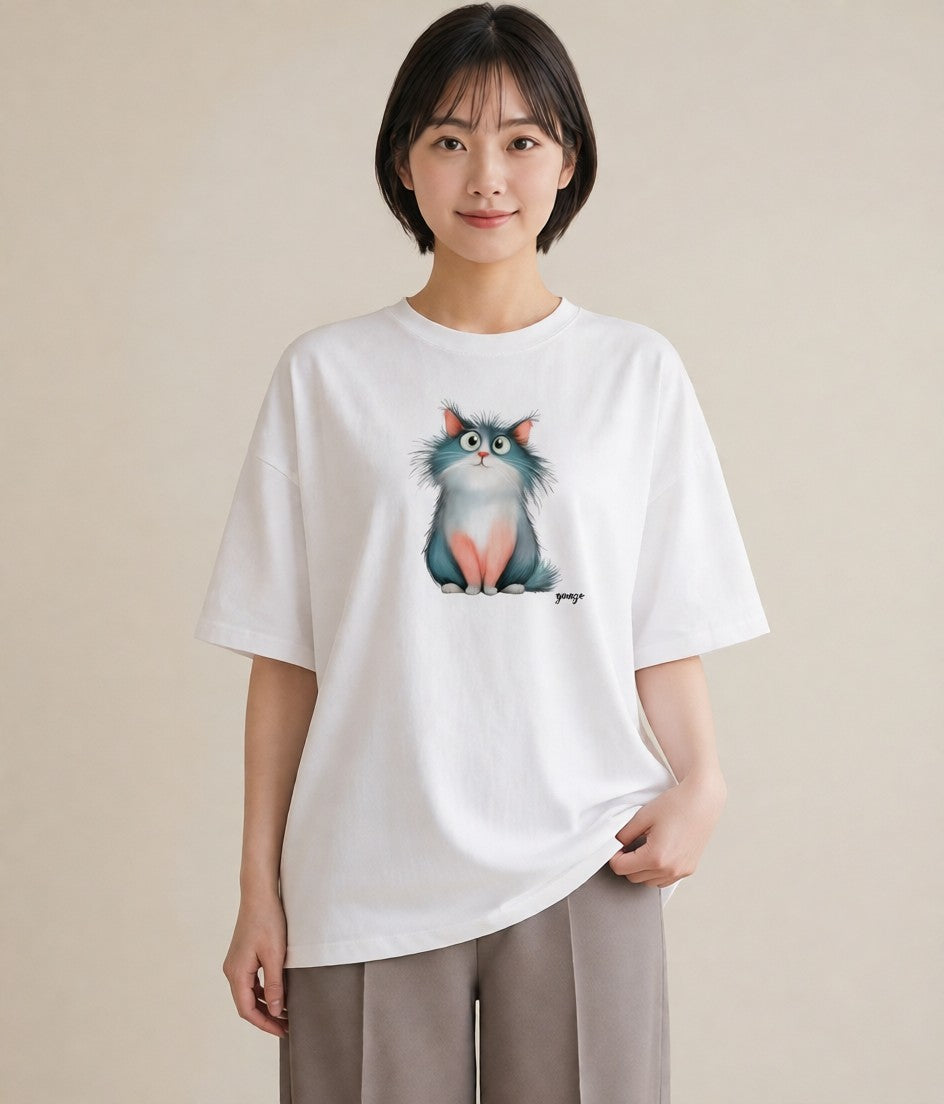 半袖Tシャツ レディース ラグドール 猫 ねこ イラスト カジュアル ルームウェア ギフト 白T YMAZO