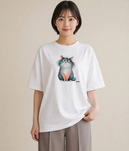 半袖Tシャツ レディース ラグドール 猫 ねこ イラスト カジュアル ルームウェア ギフト 白T YMAZO