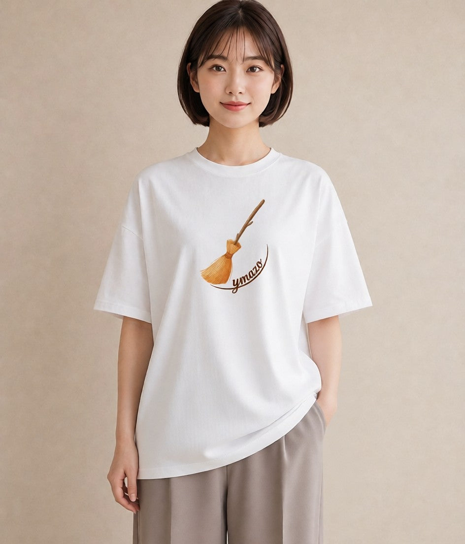 Tシャツ レディース 手鏡 アンティーク レトロ ナチュラル イラスト 個性的 クリスマス 旅行 白T YMAZO