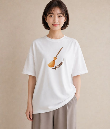 Tシャツ レディース 手鏡 アンティーク レトロ ナチュラル イラスト 個性的 クリスマス 旅行 白T YMAZO