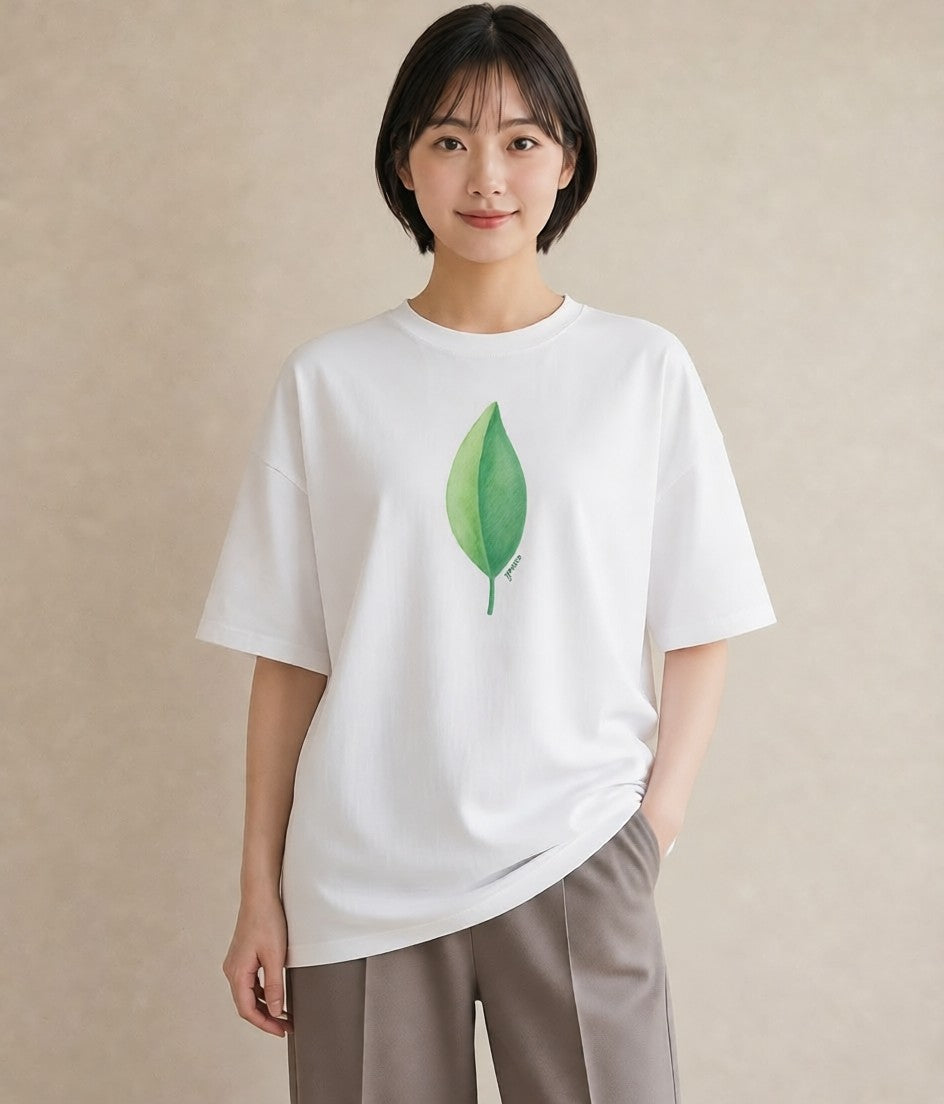 Tシャツ レディース ユーカリ 植物 ボタニカル イラスト ゆるかわ 夏コーデ 通学 白T YMAZO
