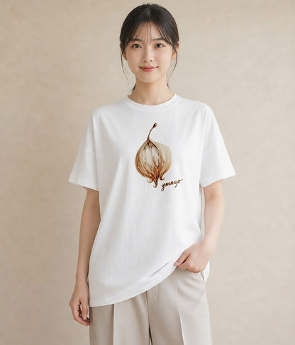 デザインTシャツ レディース どんぐり 植物 ボタニカル イラスト 通勤 在宅 白T YMAZO