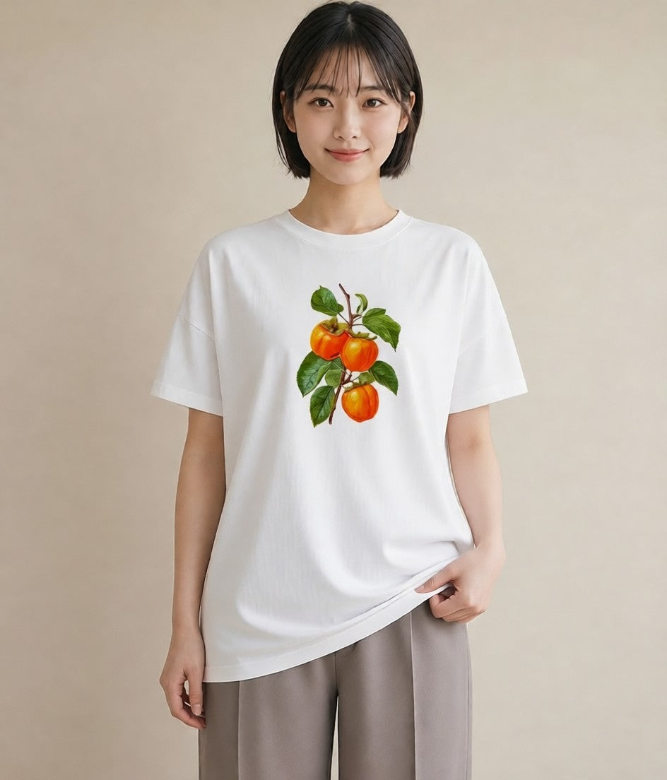 Tシャツ レディース みかん 食べ物 フード イラスト ミニマル 母娘コーデ 自分用 白T YMAZO