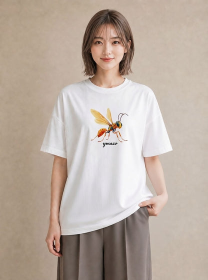 グラフィックTシャツ レディース ホタル 昆虫 虫 イラスト 上品 秋コーデ おしゃれギフト 白T YMAZO